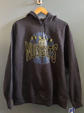 NWT NBA Denver Nuggets Men's Size Large Black Hoodie Sweatshirt Retail $45